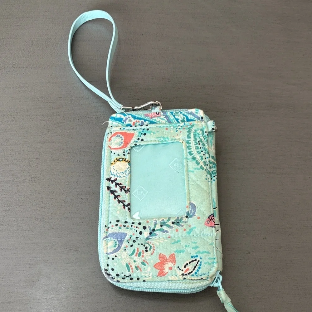 Vera Bradley Aqua Floral Wristlet - Picture 1 of 3